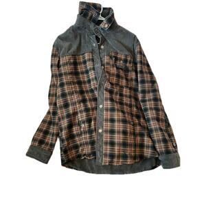Beige Khaki Color Insulated Checkered Flannel Jacket Mens L